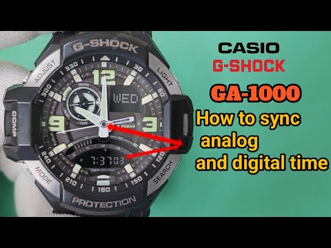 How to sync analog and digital time Casio G-Shock GA-1000 [5302].