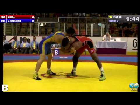 Finale 1-2 Freestyle 76 Kg (USA) Mark HALL vs (MGL) Sumiyabazar ZANDANBUD