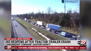 283 reopens following tractor-trailer crash