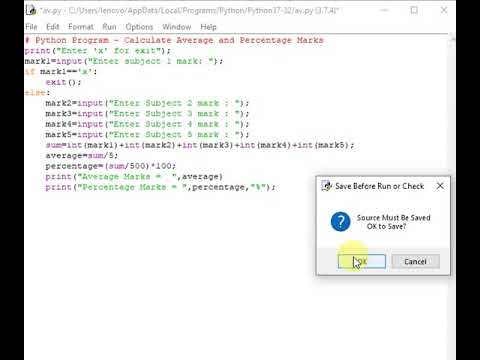 Python Program Calculate Average And Percentage Marks