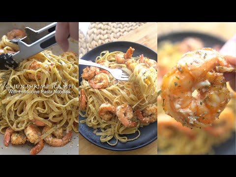Cajun Shrimp Scampi with Fettuccine Pasta Noodles. Easy Recipes | Dinner Ideas | 30-40 Mins Meals.