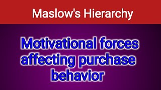 Motivational forces affecting purchase behavior and Maslow's Hierarchy