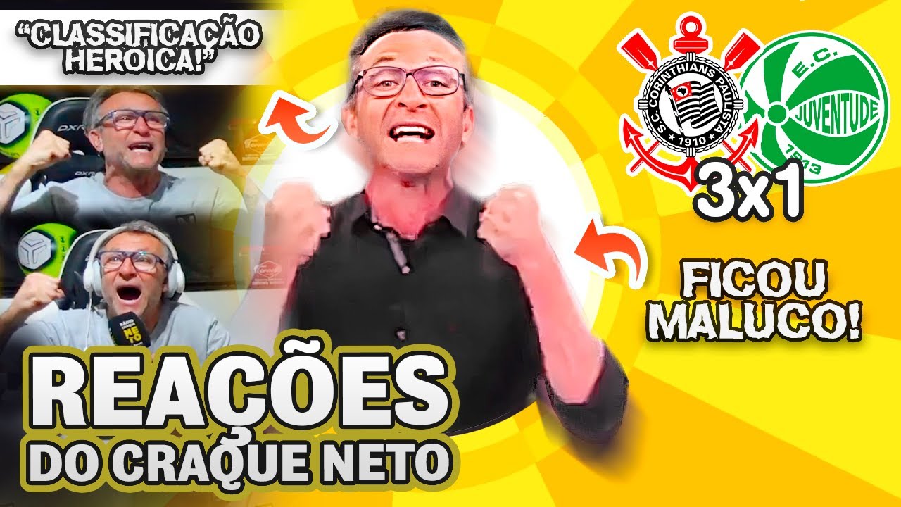 ISSO É CORINTHIANS!! OLHA COMO O CRAQUE NETO REAGIU A CORINTHIANS 3x1 JUVENTUDE PELA COPA DO BRASIL