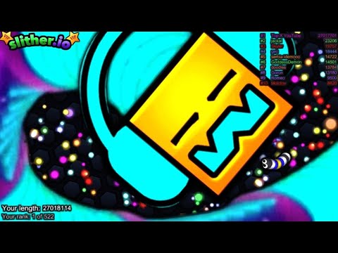 Slither.io A.I Geometri Dash vs Tiny Pro Snakes - Epic Skin Slitherio Vip Gameplay - World Record