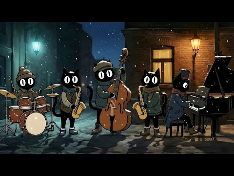 Black Cats Snowy Street Jazz: Cozy Winter Rhythms for Deep Work Focus