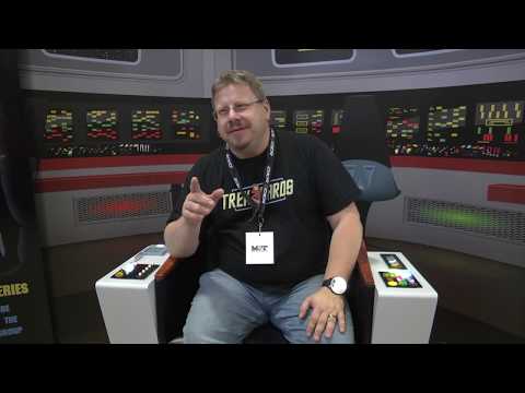 Captain Foley of Trekyards Taking Pics in Kirk's Chair for Charity.