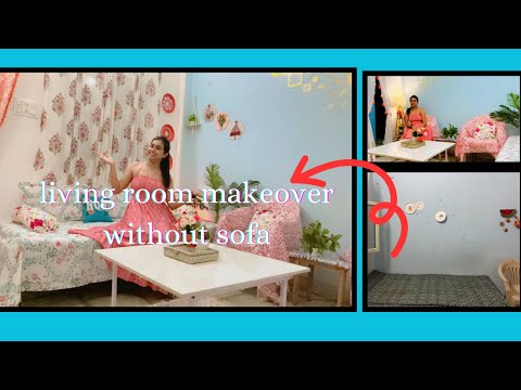 Indian Middle class living room makeover without sofa|| living room makeover with plastic chairs ||