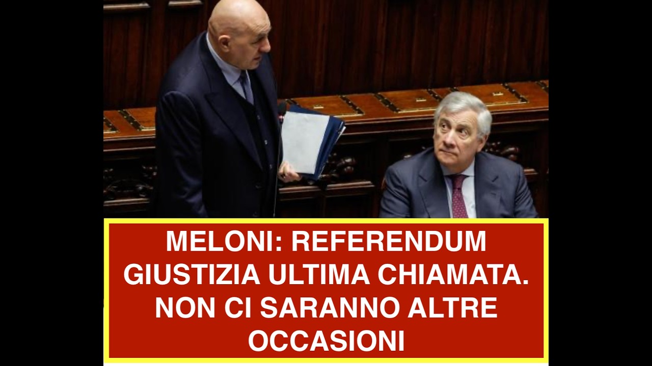 MELONI: REFERENDUM GIUSTIZIA ULTIMA CHIAMATA. NON CI SARANNO ALTRE OCCASIONI