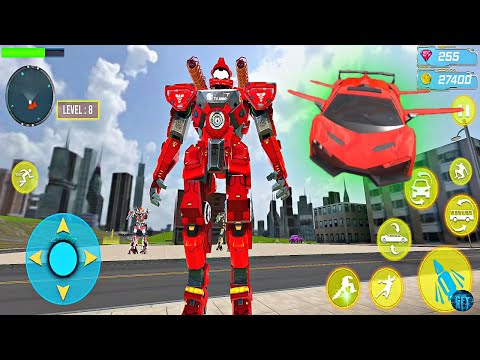 Flying Limo Robot Car Transform: Police Robot Game Simulator