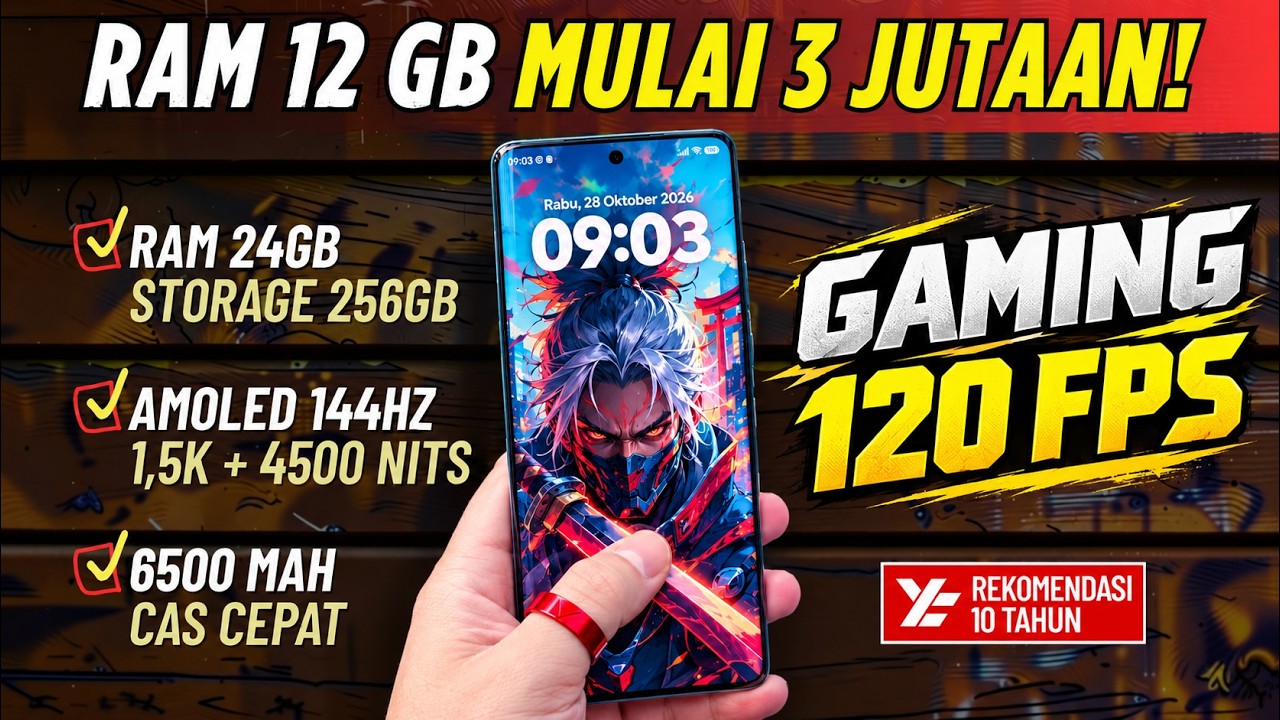 TOP 5 HP RAM 12GB TERMURAH (Mulai 3 Jutaan) OKTOBER 2026