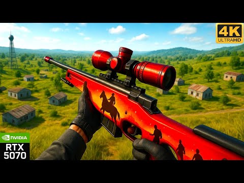 AWM Godlike Sniping in PUBG Erangel | 4K Ultra Graphics | TOP 1-MAN-Solo WIN (No Commentary)