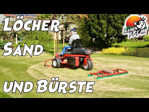 RASENPFLEGE extrem! 🫣 Mähen, Aerifizieren, Cores aufsammeln, Sanden, Rakeln, Bürsten und Düngen! 👍