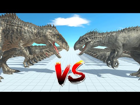 50 GIGANOTOSAURUS vs 50 INDOMINUS REX - Animal Revolt Battle Simulator