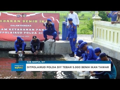 DUKUNG KETAHANAN PANGAN, DITPOLAIRUD POLDA DIY TEBAR 5 000 BENIH IKAN TAWAR