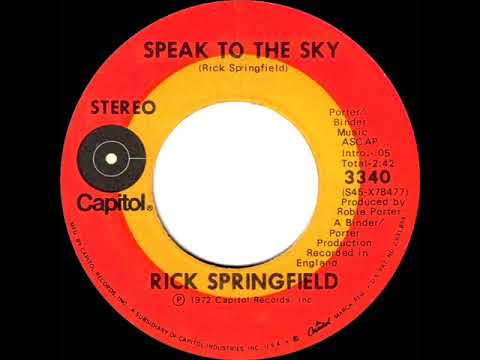1972 HITS ARCHIVE: Speak To The Sky - Rick Springfield (stereo 45)