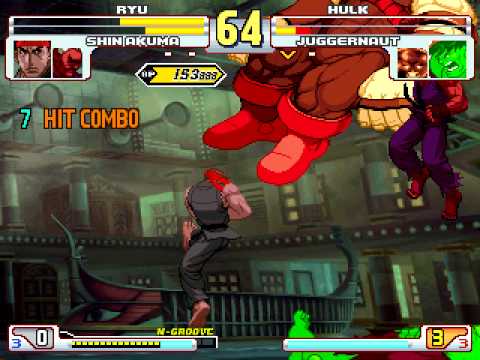 Evil Ryu & Shin Akuma vs Hulk & Juggernaut