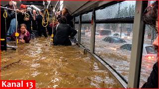 İstanbul SELƏ TƏSLİM OLDU: Avtobuslar, evlər, mağazalar SUYUN ALTINDA QALDI
