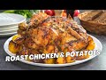 Juicy ROAST CHICKEN And POTATOES Recipe Herbs Garlic ROASTED CHICKEN With CRISPY CRUST In Oven