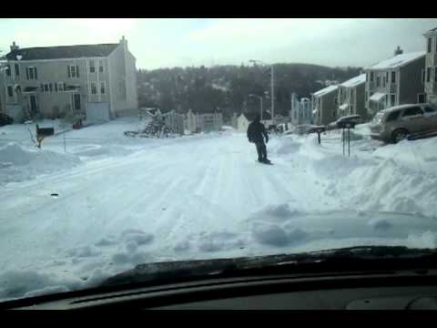 Blizzard 2010? Snowboarding down Sophia Dr.