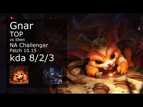 Gnar Top vs Shen - NA Challenger 8/2/3 Patch 10.15 Gameplay