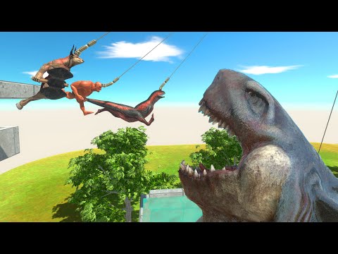 Bungee Jumping Over Megalodon Rex - Dinosaurs VS Fantasy - Animal Revolt Battle Simulator