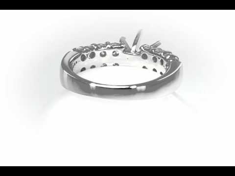 Double Row Shared Prong Engagement Ring