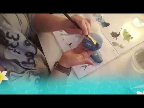 Bemalte Kieselsteine - Steine mit Pouring Fluid versiegeln, stone painting, acrylic