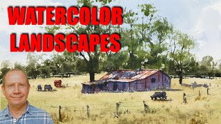 Simple watercolor landscape. Easy step by step watercolour painting for you to copy. Paint loosely.