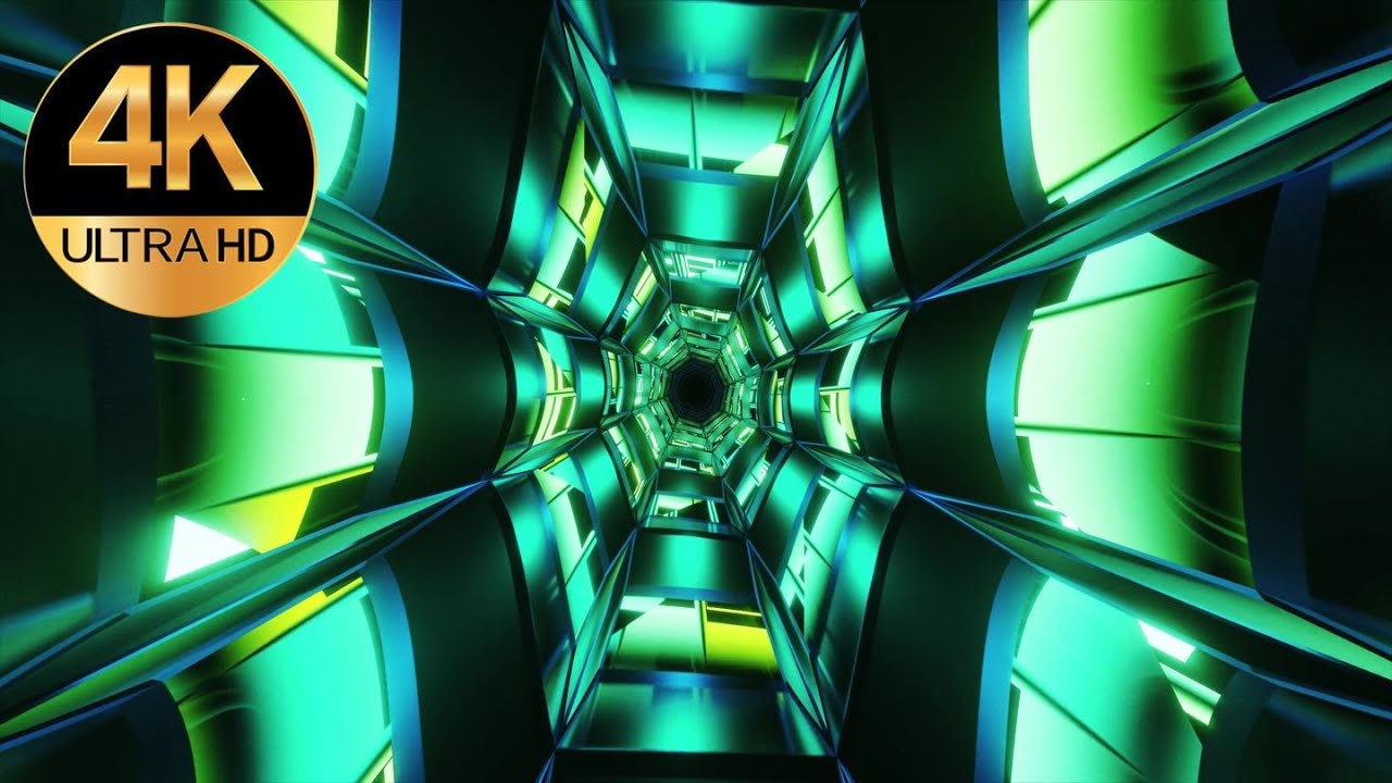 10 hour TV 4k fast moving Metallic Green Color Relaxing Tunnel Neon abstract Video Background loop