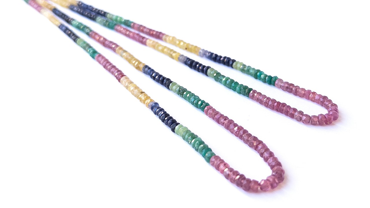 Multi Precious | Faceted Rondelle | 3.2-4mm Bead Size | 42cm Strand Length | 59 Carats video
