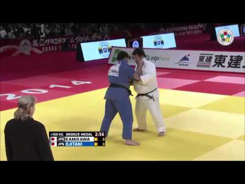 Judo Grand Slam Tokyo 2014 Bronze o100kg KAMIKAWA Daiki (JPN) vs. OJITANI Takeshi (JPN)