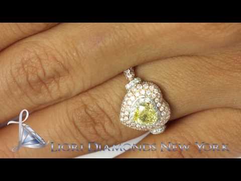 FD-SOLD-010 - 1.69 Ct. Natural Fancy Yellow Heart Shape Diamond Engagement Ring 18k Rose Gold