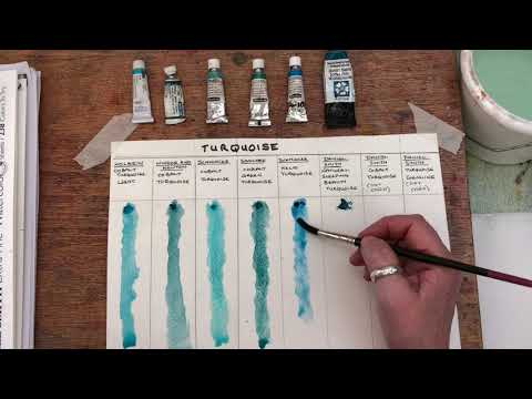 Turquoise Try-out: a comparison of watercolour turquoises and brands.