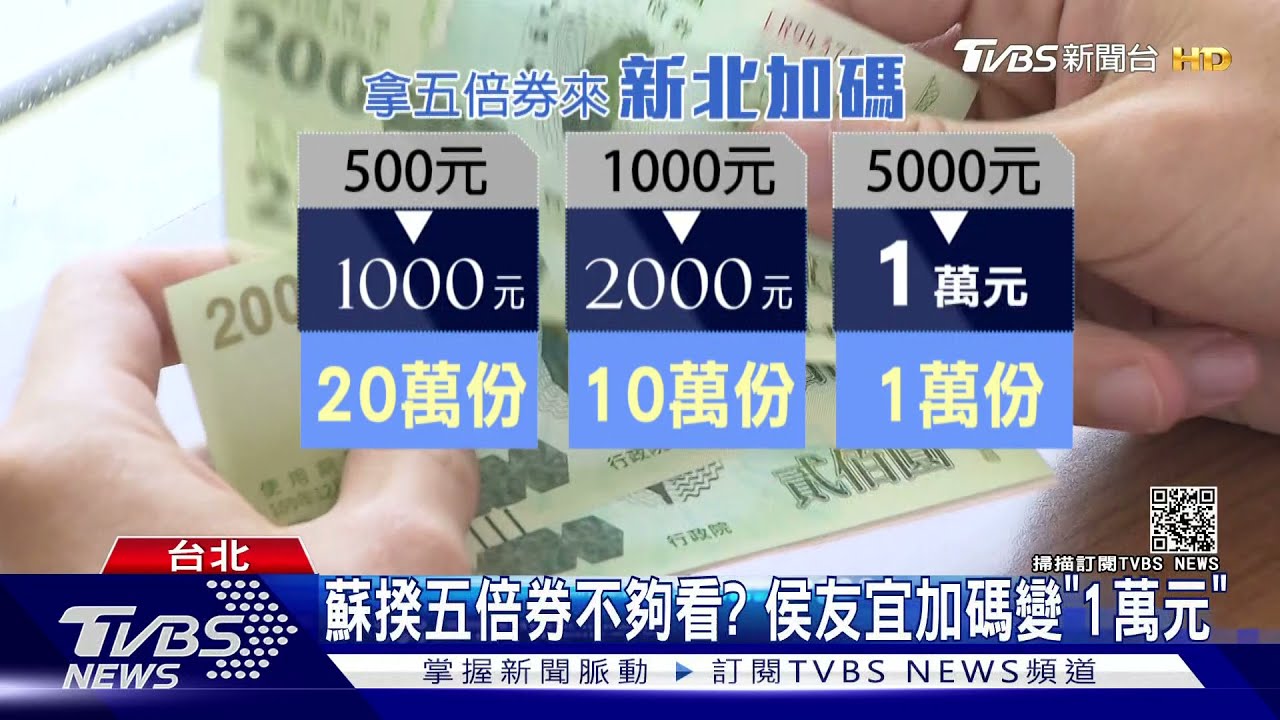 蘇揆五倍券不夠看？　侯友宜加碼變「1萬元」