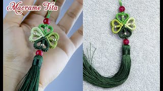 Macrame tutorial | Macrame lucky four leaf clover key chain tutorial 🍀 | Just bring luck with you 😘