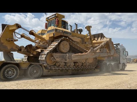 Transporting On Site The Huge Caterpillar D11R Bulldozer - Fasoulas Heavy Transports