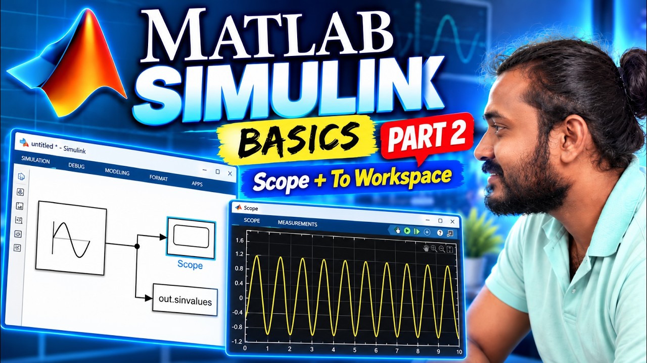 MATLAB Simulink Sine Wave, Scope & To Workspace භාවිතය | සිංහල Tutorial – Part 2