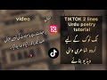 TOW LINES URDU POETRY TUTORIALS For TikTok ٹک ٹوک کے لیے 2 لائنز والی ویڈیو 