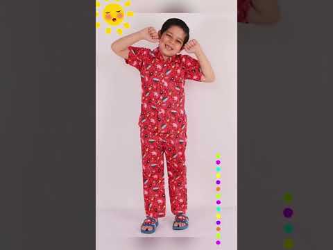Unisex kids pure cotton poplin night suit