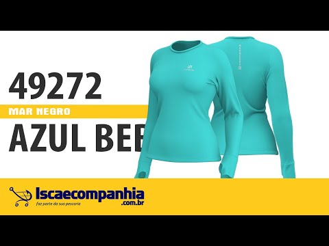 Vídeo Camiseta Feminina Slim em Poliamida Mar Negro 49272 - Azul Bebê
