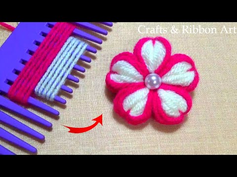 Super Easy Woolen Craft Ideas with Hair Comb - Hand Embroidery Trick - Easy Woolen Flower Making