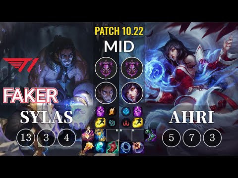 T1 Faker Sylas vs Ahri Mid - KR Patch 10.22