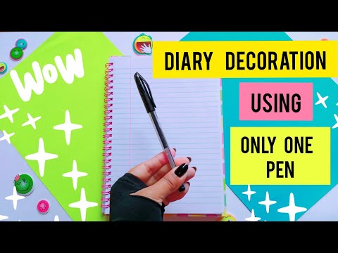 Diary Decoration using only one Pen 😃/ Most Unique Diary decoration ideas