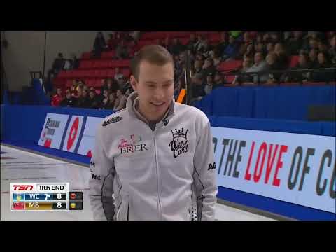 Brendan Bottcher (WC) ties Brier record for biggest comeback (-5) vs Mike McEwen (MB)