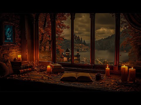 Autumn Reading Nook with Enchanted Castle | Dark Academia Rain Sounds for Deep Focus & Writing