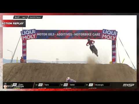 Grau and Valk battle with crash | EMX250 Race 1 | MXGP of Turkiye 2023