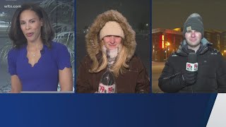 Snow coverage: Reports from downtown Columbia, Camden