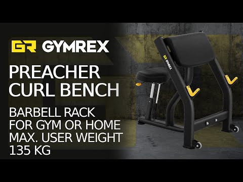 video - Preacher Curl Bench - barbell rack - seat 42 x 26 cm