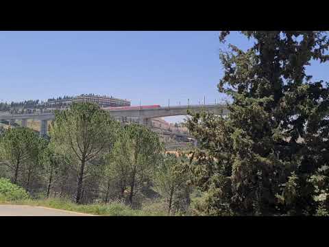 The high-speed train from Jerusalem passes over the highest bridge in Israel. Next stop - Tel Aviv