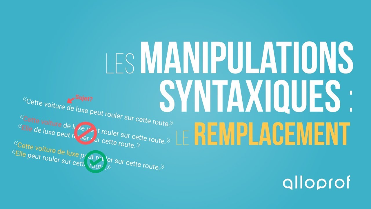 Les manipulations syntaxiques : le remplacement